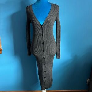 Gray button up sweater dress (S)